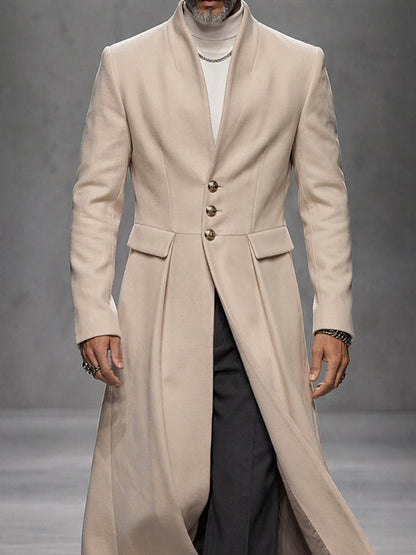 Refined Formal Tweed Long Overcoat
