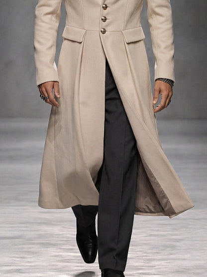 Refined Formal Tweed Long Overcoat