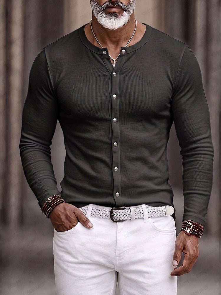 Versatile Simple Knit Button Shirt