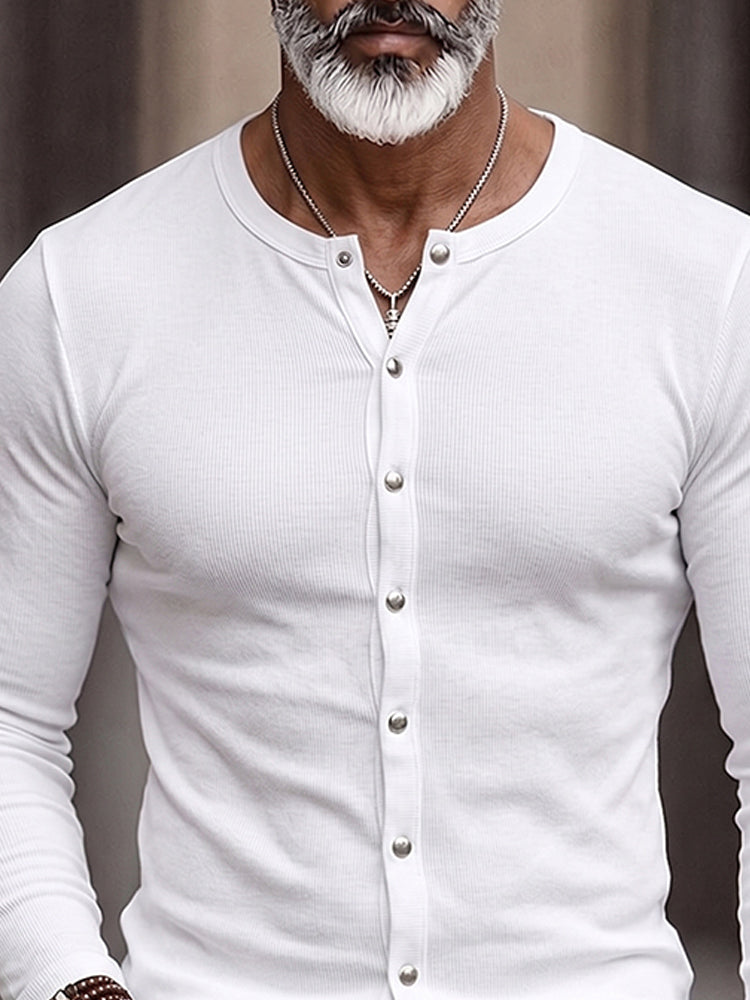 Versatile Simple Knit Button Shirt