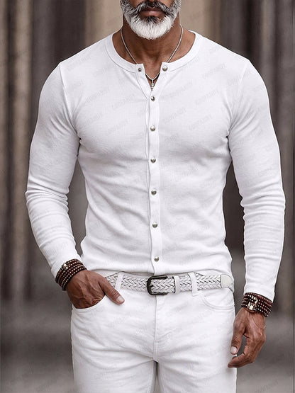 Versatile Simple Knit Button Shirt