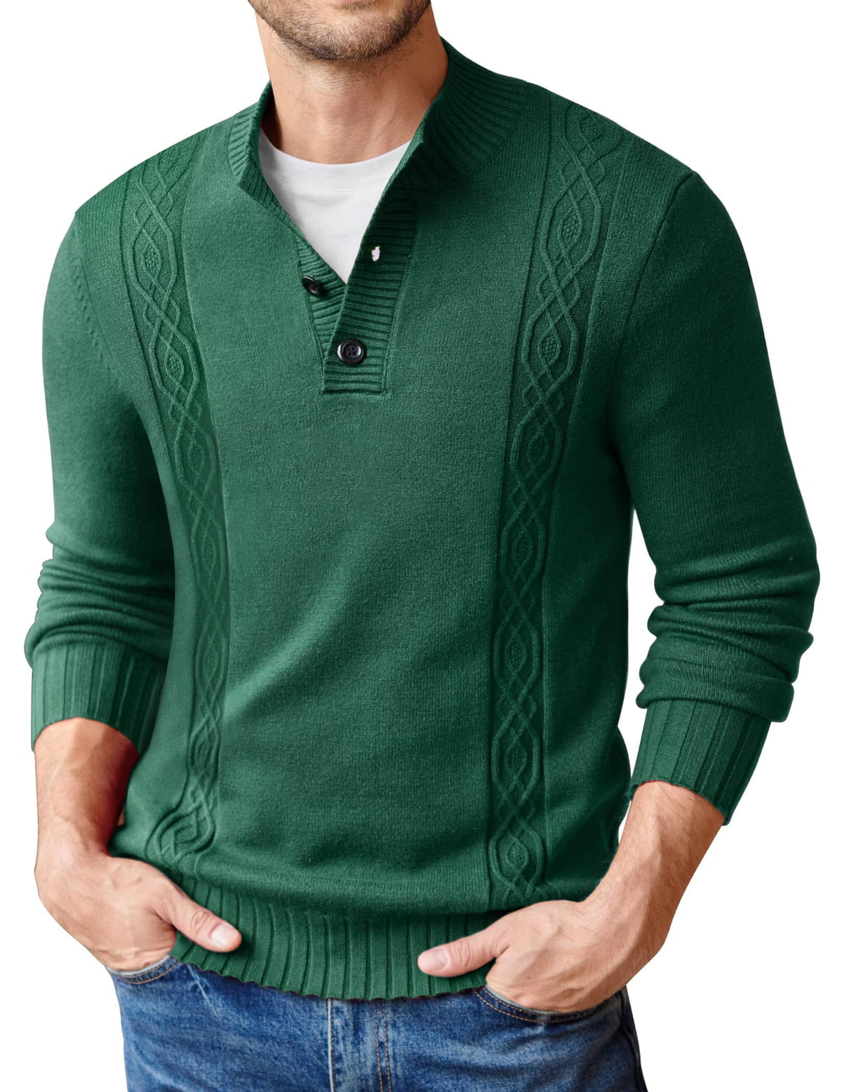 Twisted Stand Collar Knitted Pullover Sweater (US Only)