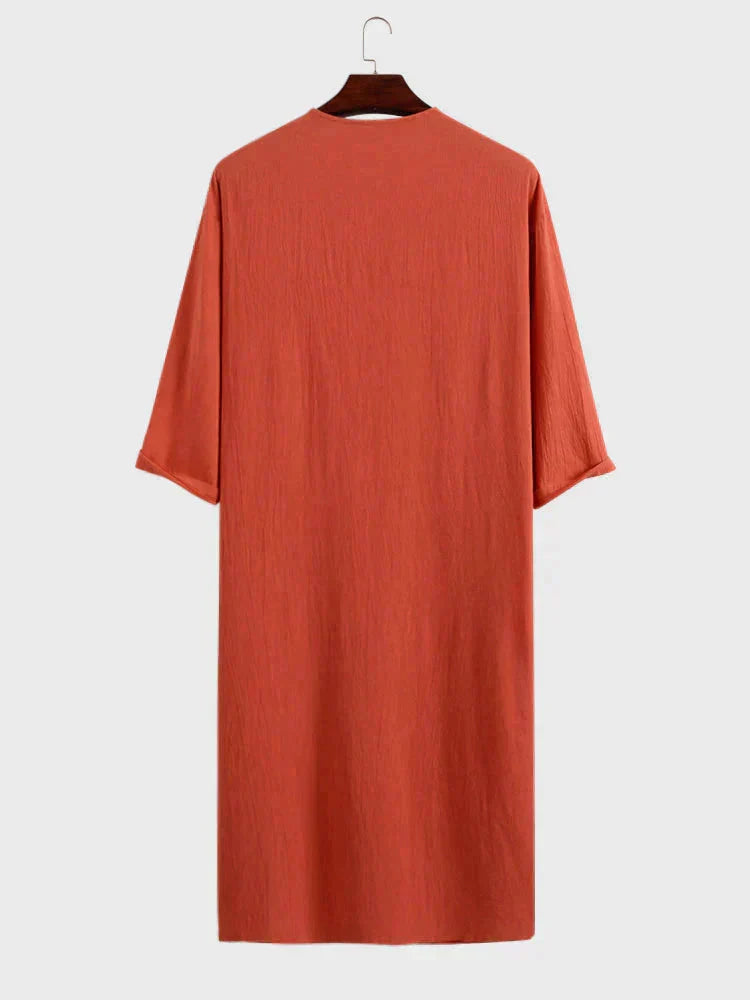 Long Cotton Linen Style Slit Shirt