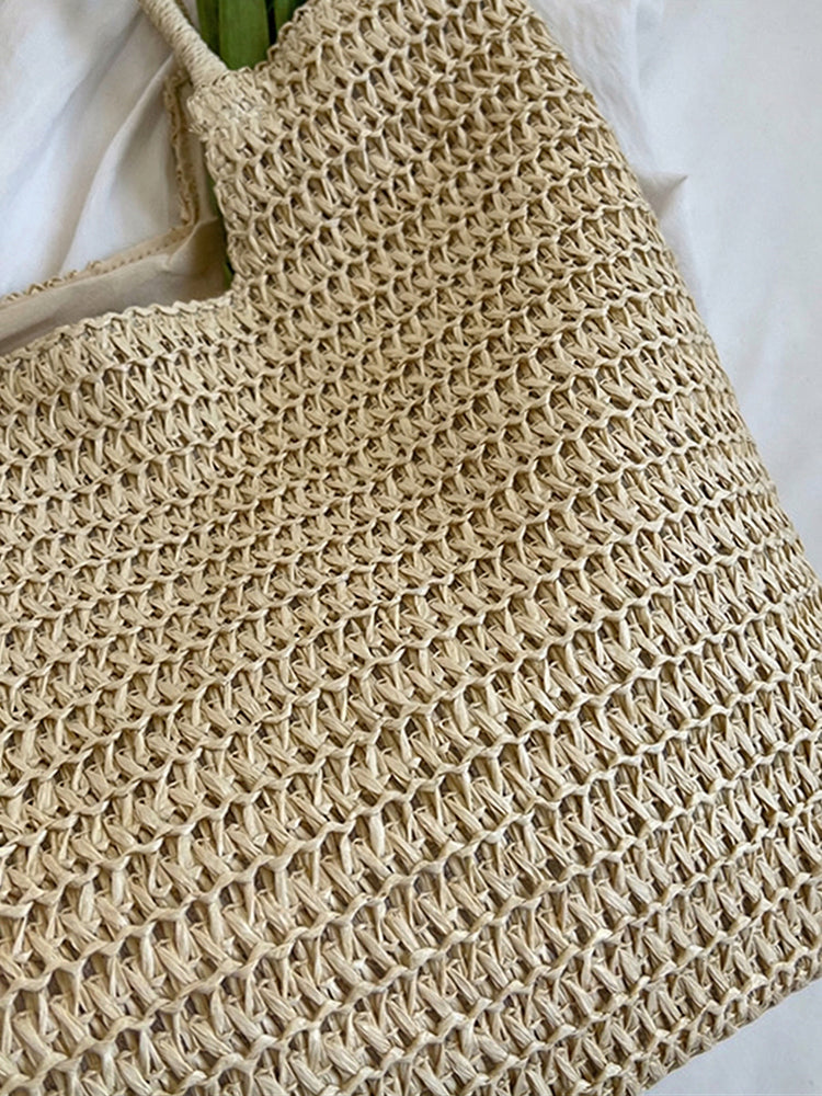 Boho Simple Large Capacity Woven Straw Tote Bag