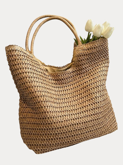 Boho Simple Large Capacity Woven Straw Tote Bag