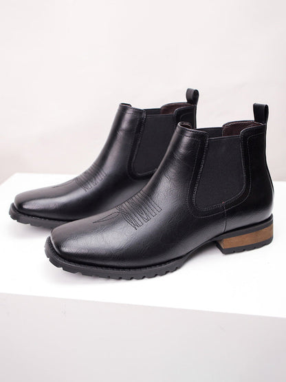 Western Embroidered Square Toe Chelsea Boots