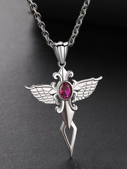Angel Wing Cross Pendant Necklace