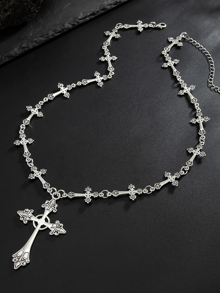 Gothic Style Cross Beaded Necklace
