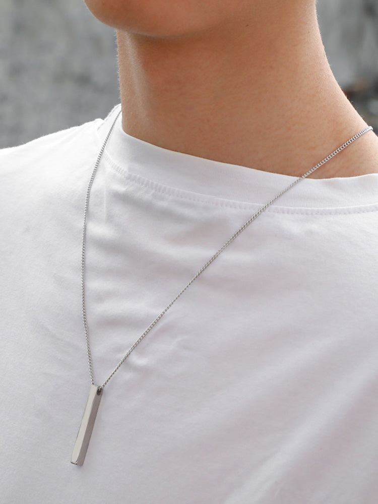 Simple Vertical Bar Pendant Necklace