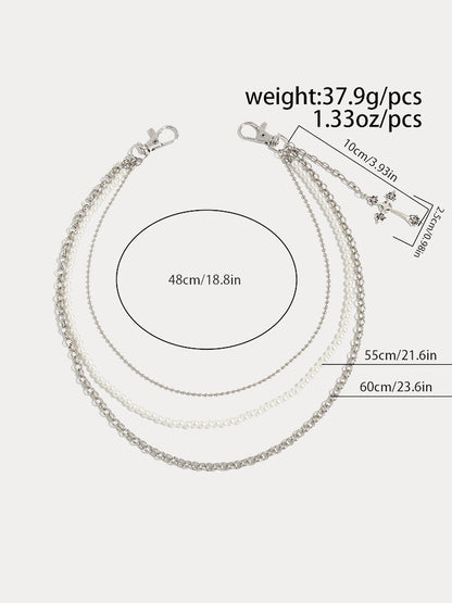 Fashion Double Layer Cross Pendant Pants Chain