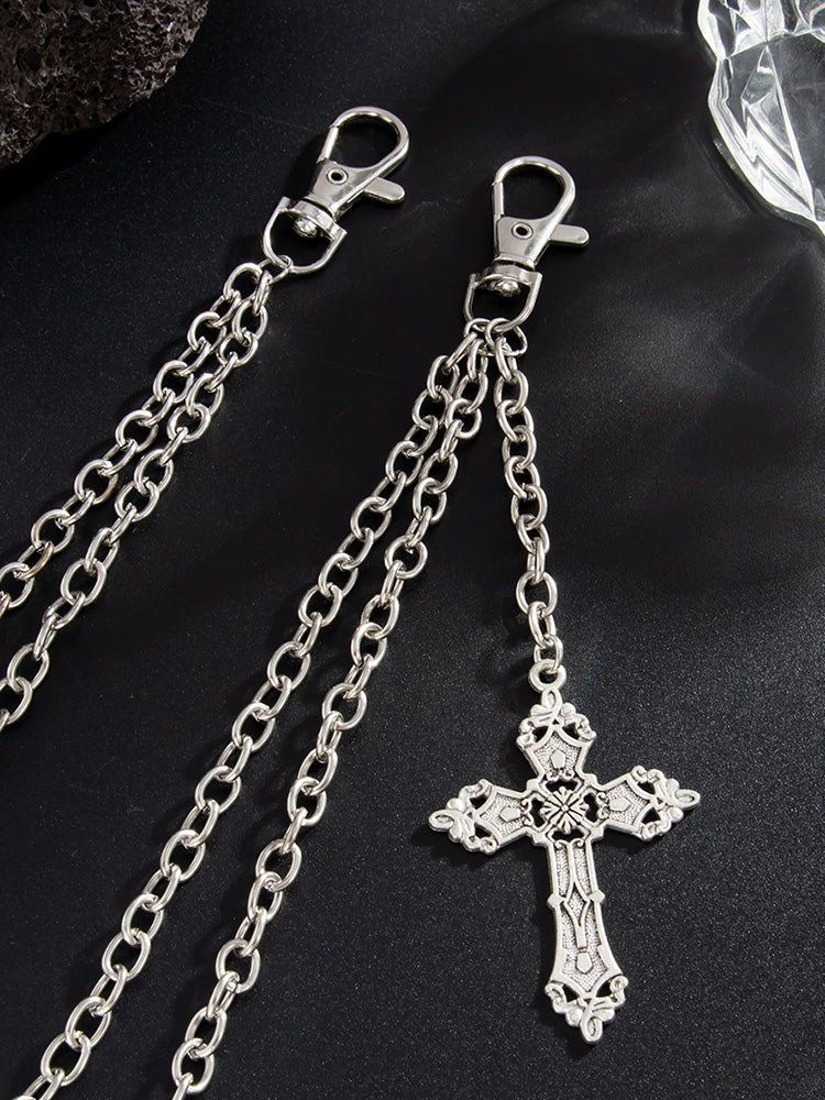 Fashion Double Layer Cross Pendant Pants Chain