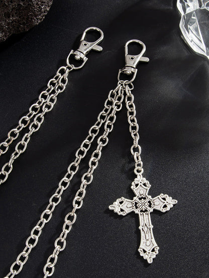 Fashion Double Layer Cross Pendant Pants Chain
