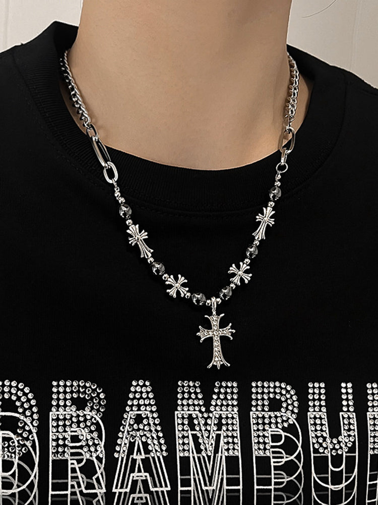 Fashion Retro Gothic Cross Bead Necklace
