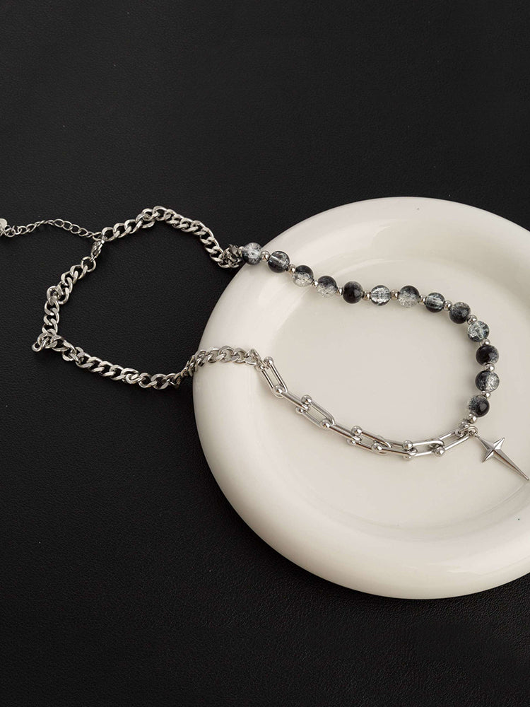Gothic Punk Star Bead Pendant Necklace