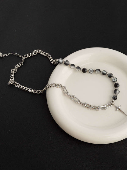 Gothic Punk Star Bead Pendant Necklace