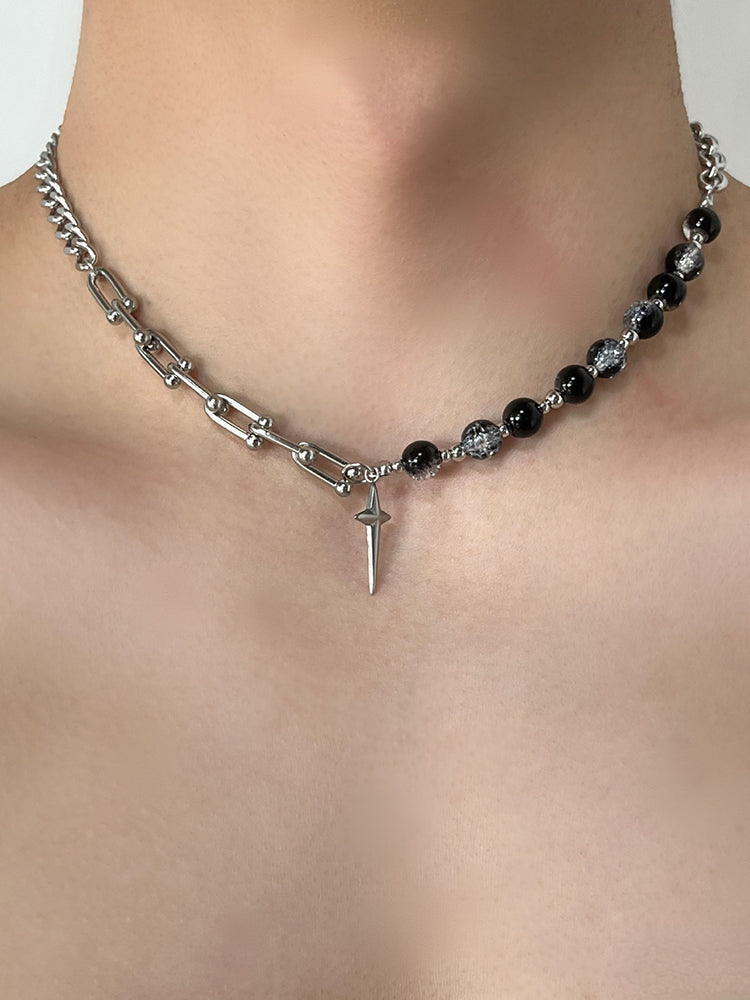 Gothic Punk Star Bead Pendant Necklace