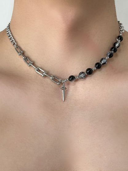 Gothic Punk Star Bead Pendant Necklace