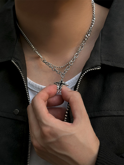 Gothic Mixed Chain Cross Necklace