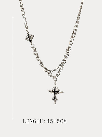 Gothic Mixed Chain Cross Necklace