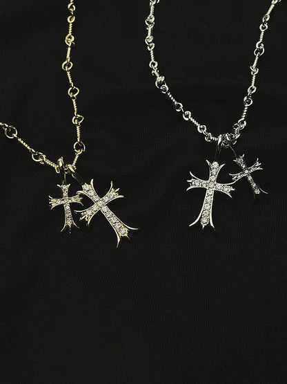Stylish Double Cross Pendant Necklace