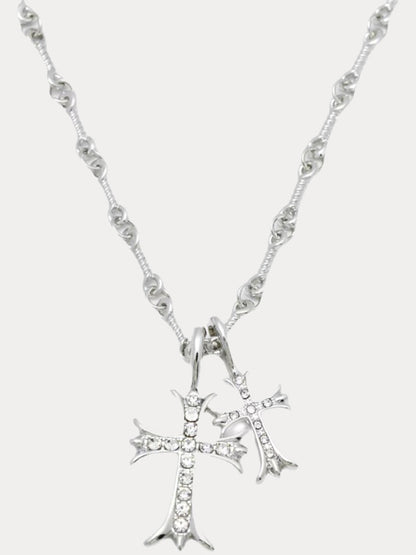 Stylish Double Cross Pendant Necklace