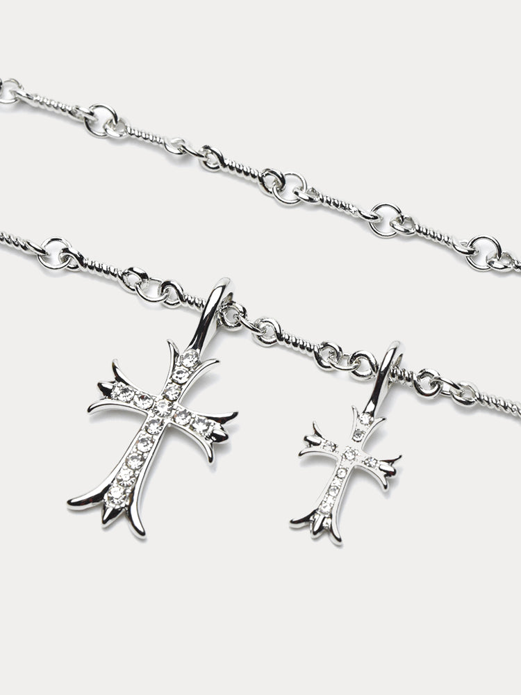 Stylish Double Cross Pendant Necklace