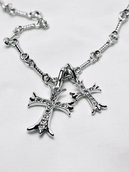 Stylish Double Cross Pendant Necklace