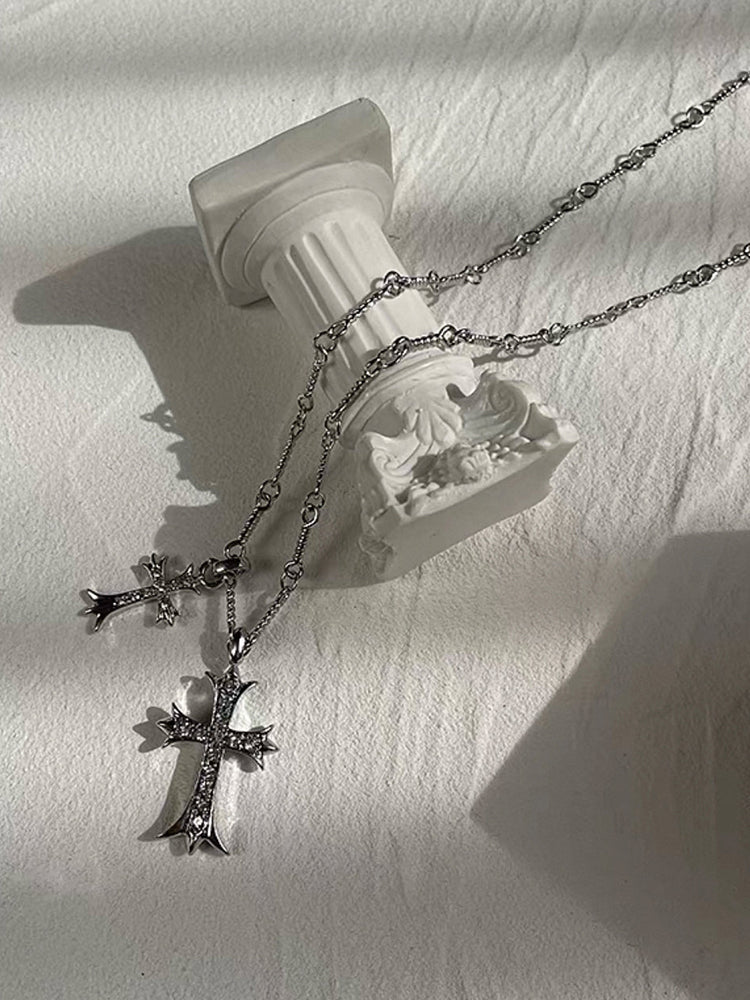 Stylish Double Cross Pendant Necklace