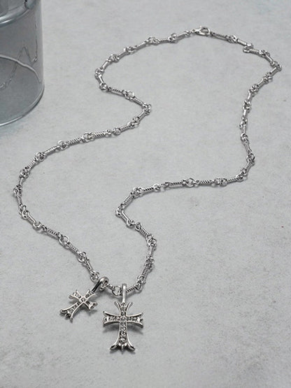 Stylish Double Cross Pendant Necklace