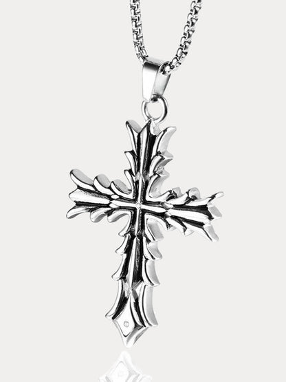 Retro Gothic Thorn Cross Necklace