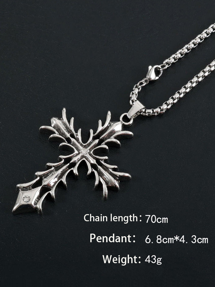 Retro Gothic Thorn Cross Necklace
