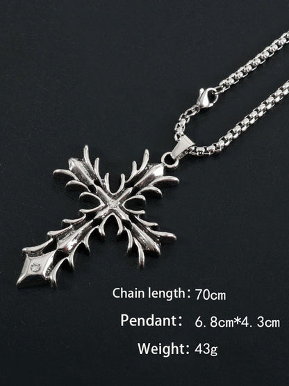 Retro Gothic Thorn Cross Necklace