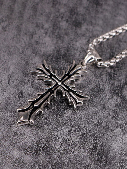 Retro Gothic Thorn Cross Necklace