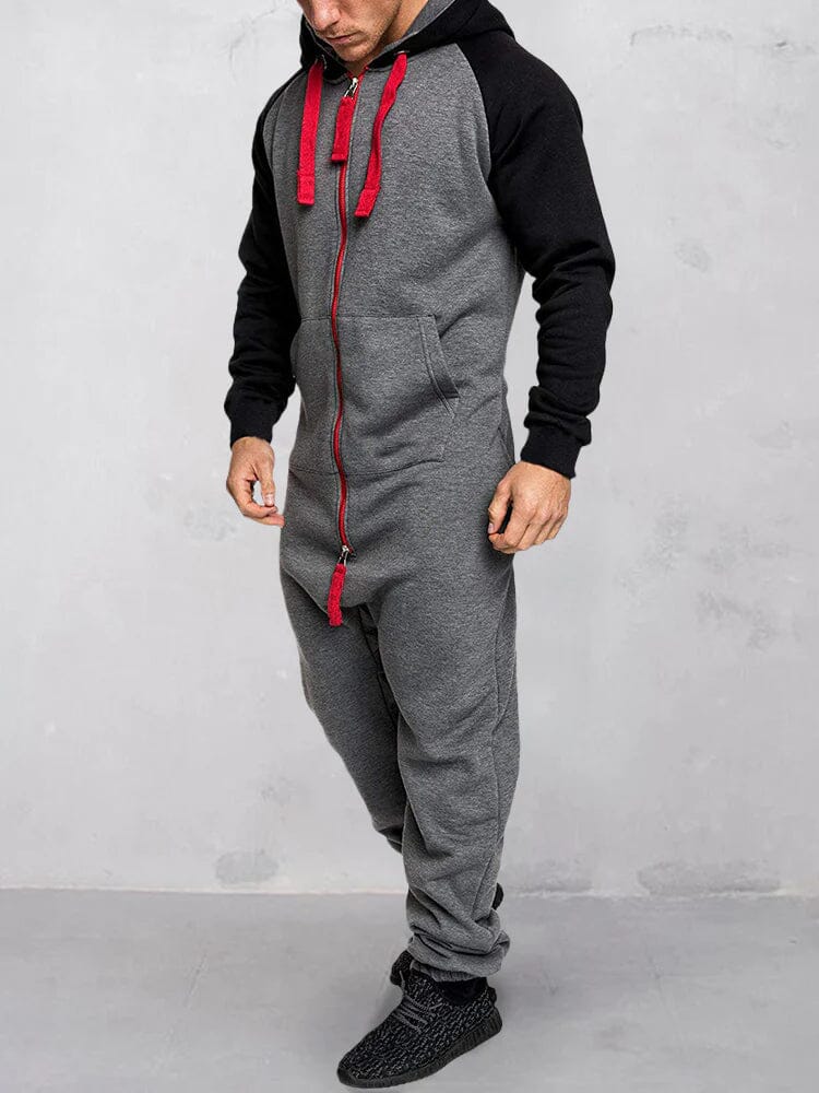 Coofandy Splicing Fleece Sports Jumpsuit (Live Only)