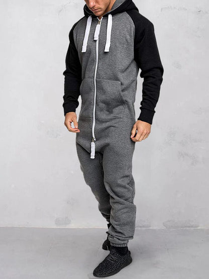 Coofandy Splicing Fleece Sports Jumpsuit (Live Only)