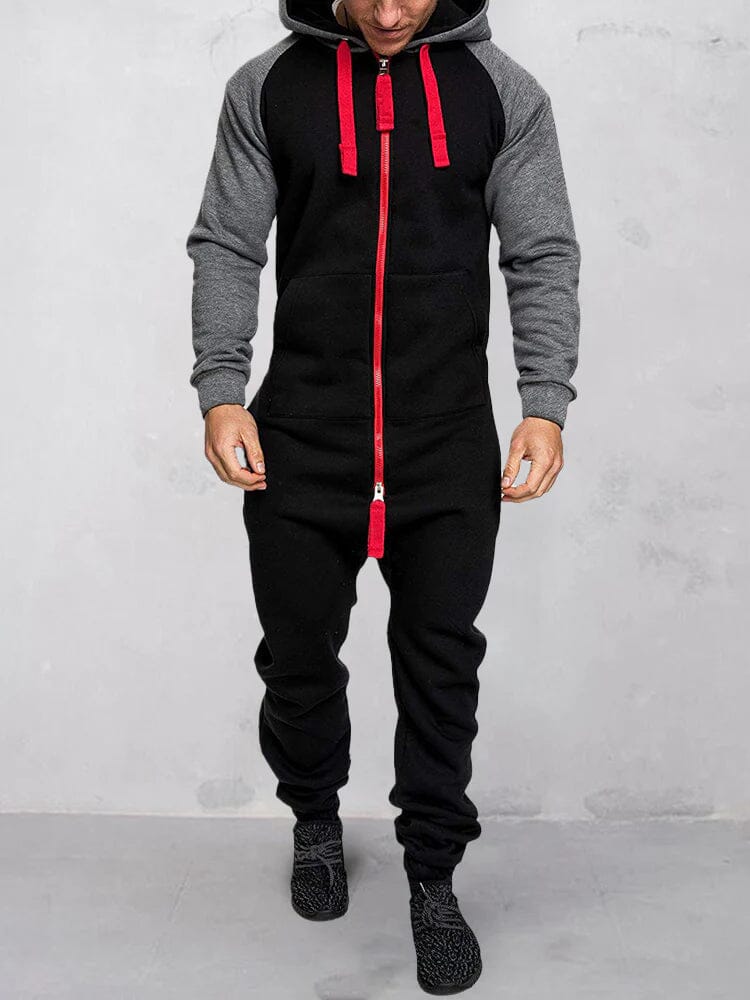 Coofandy Splicing Fleece Sports Jumpsuit (Live Only)