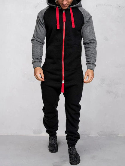 Coofandy Splicing Fleece Sports Jumpsuit (Live Only)