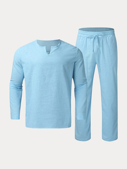 Casual Cotton and Linen Shirt Set