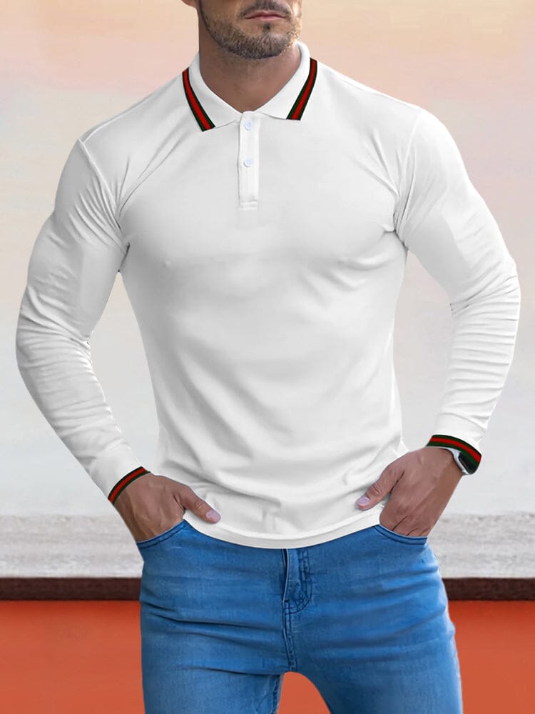 Cozy Stripe Collar Polo Shirt