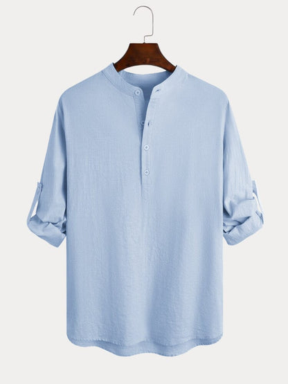 Cotton Linen Casual Long Sleeve Shirt (Live Only)