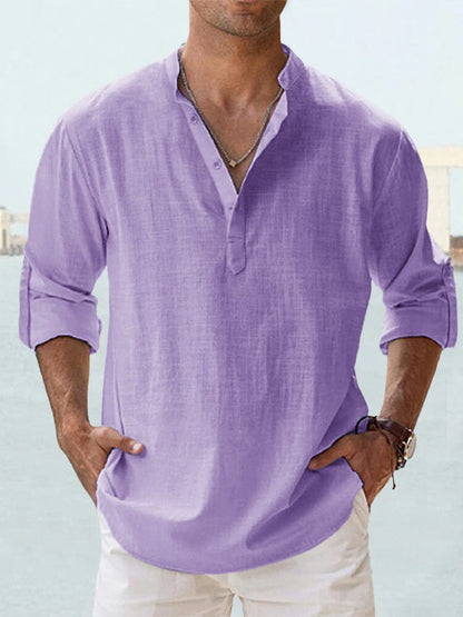 Cotton Linen Casual Long Sleeve Shirt (Live Only)