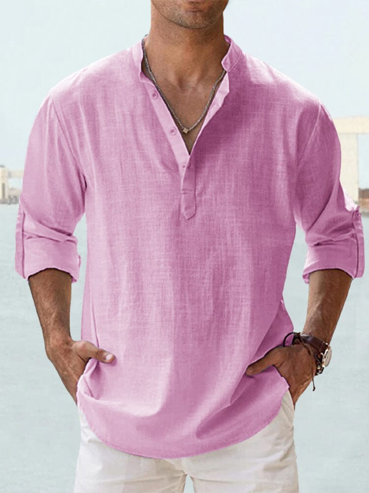 Cotton Linen Casual Long Sleeve Shirt (Live Only)
