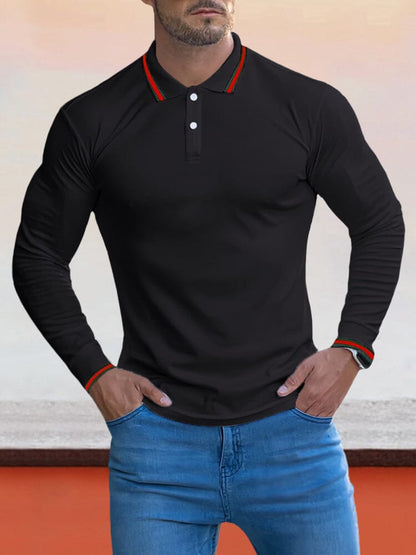 Cozy Stripe Collar Polo Shirt