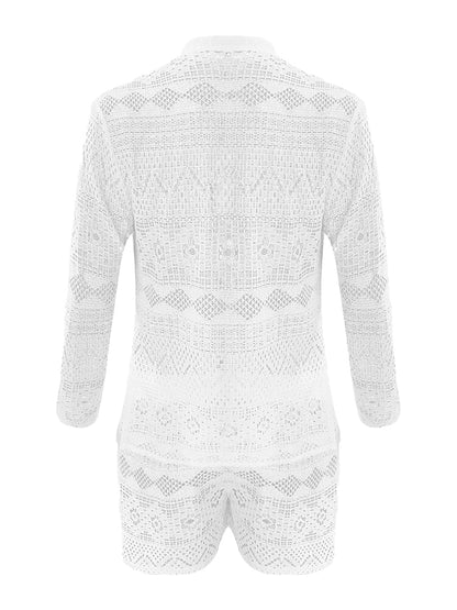 Hollow Out Lace Shirt Sets