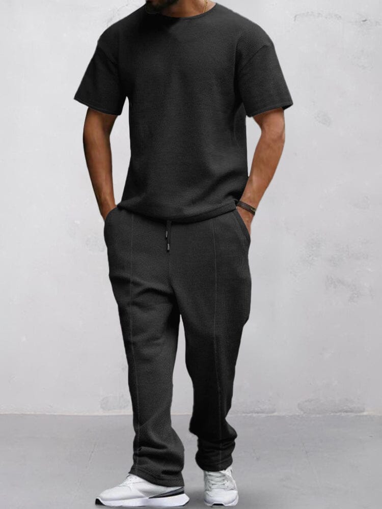 Casual Waffle T-shirt Set