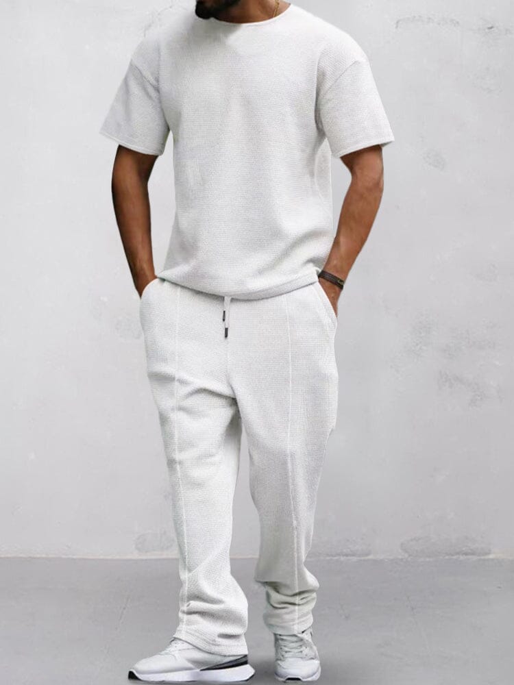 Casual Waffle T-shirt Set
