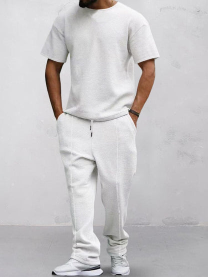Casual Waffle T-shirt Set