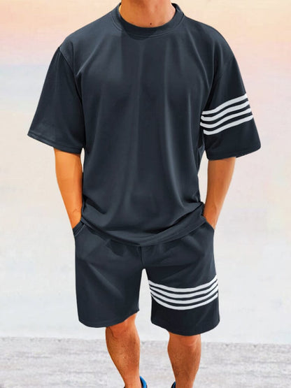 Cozy Striped Splicing Tracksuit Set