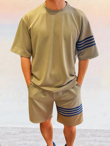Cozy Striped Splicing Tracksuit Set