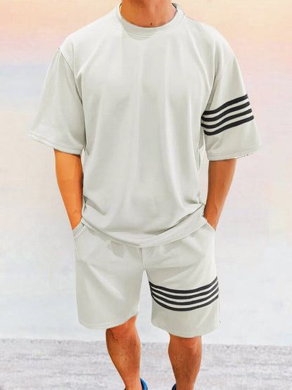 Cozy Striped Splicing Tracksuit Set